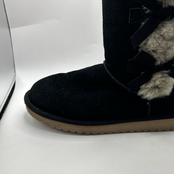 KOOLABURRA BY UGG VICTORIA TALL BLACK SOFT SUEDE FUR WOMENS BOOTS SIZE US 10 - Picture 3 of 16